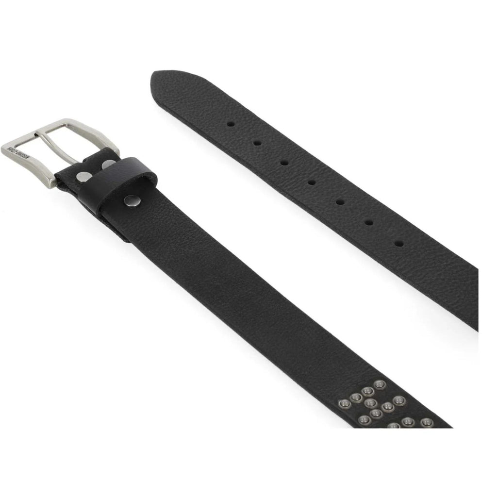 Men's Hand Hammered Rivet Genuine Leather Belt, Black