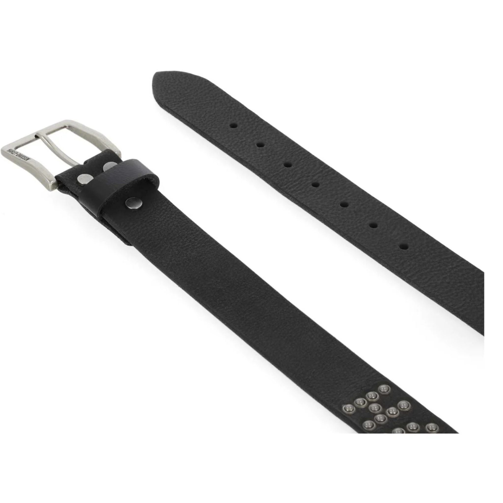 Men's Hand Hammered Rivet Genuine Leather Belt, Black