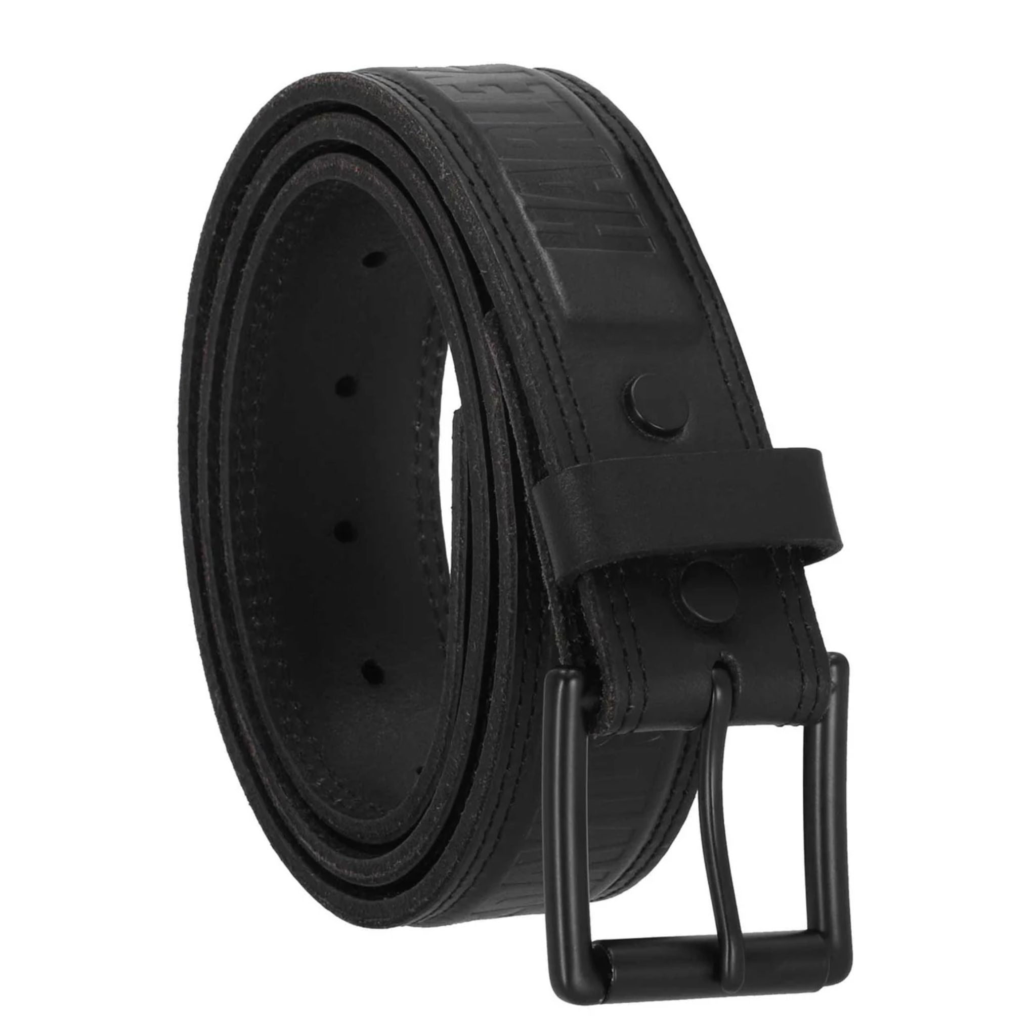 Raised H-D Repeat Logo Genuine Leather Belt, Black