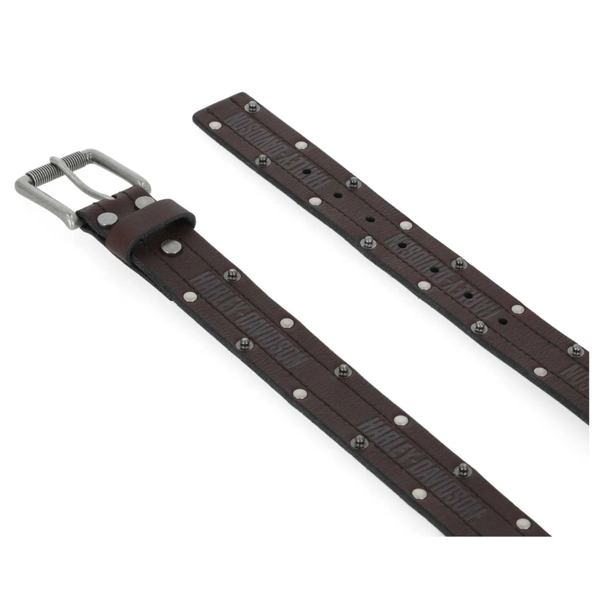 Men's Double Edge Rivet Genuine Leather Belt, Black