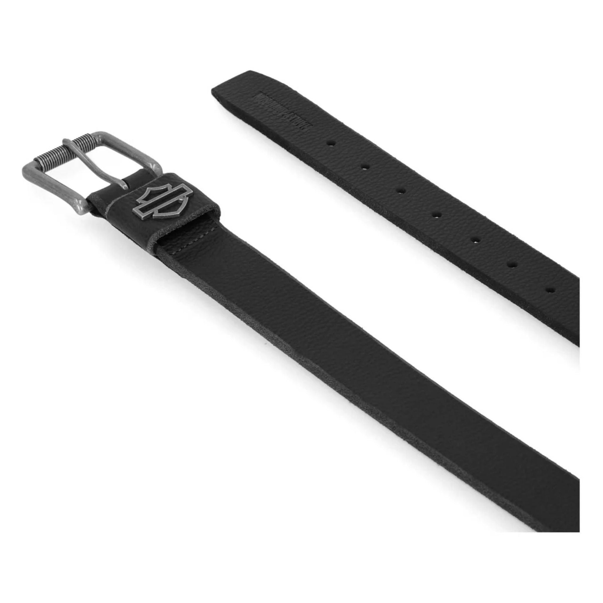Men's Die Cut Open Bar & Shield Genuine Leather Belt, Black