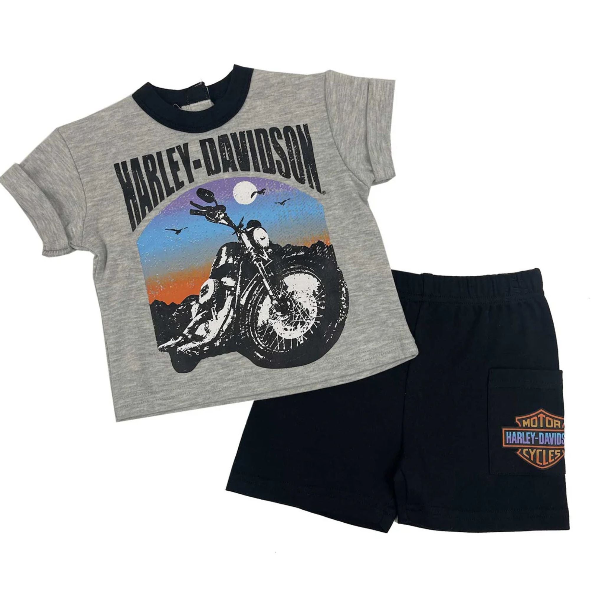 Boys' 2-Piece Knit Tee & Short Set, Black/Gray
