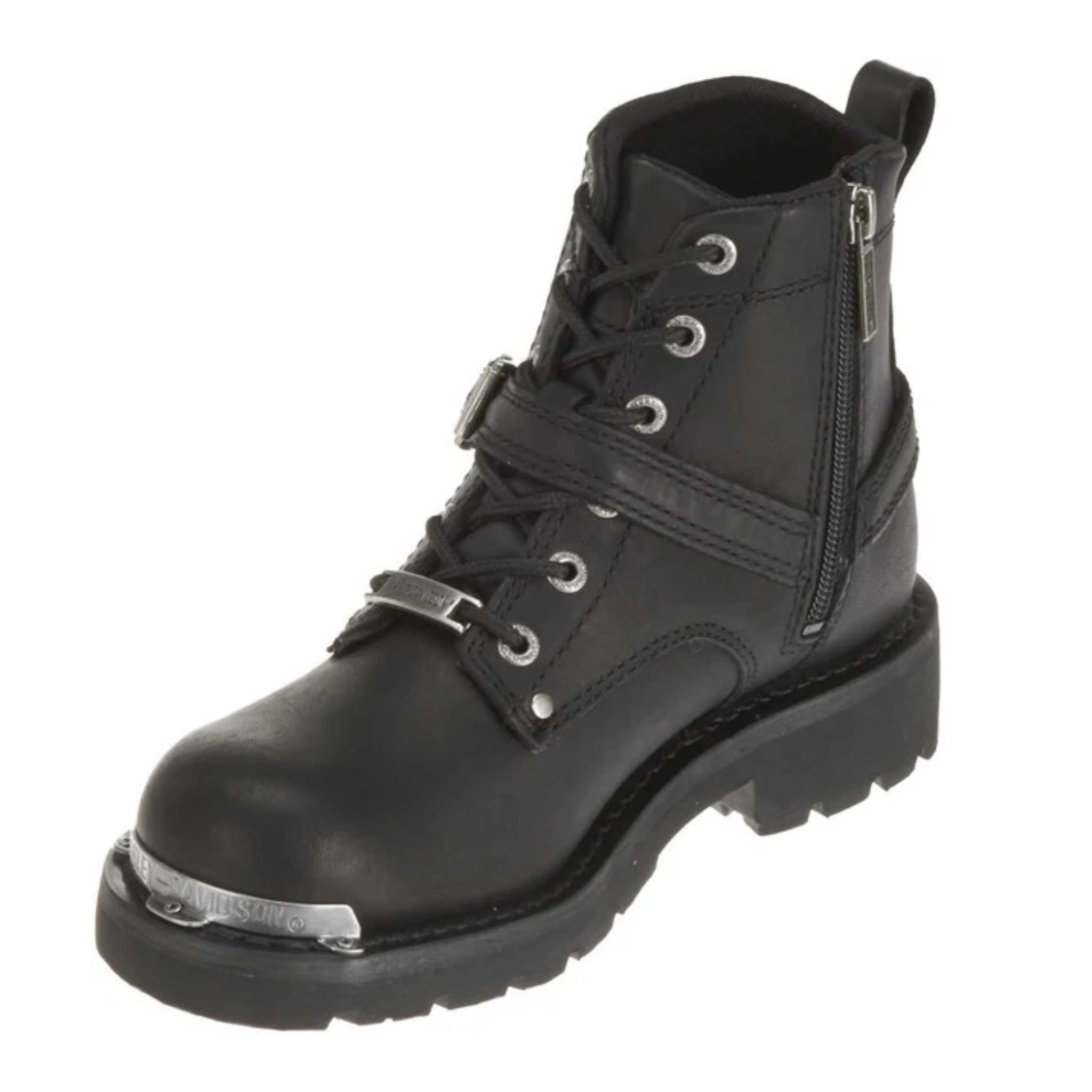 Women's Becky 5.5-Inch Black Leather Motorcycle Boots
