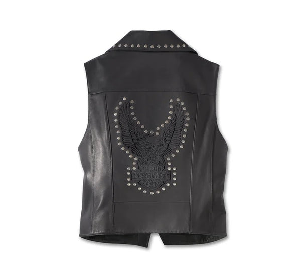 Women's Classic Eagle Studded Leather Vest