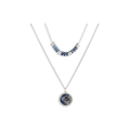 Women's 16 inch Bar & Shield Logo Stone Double Row Necklace, Blue Soladite