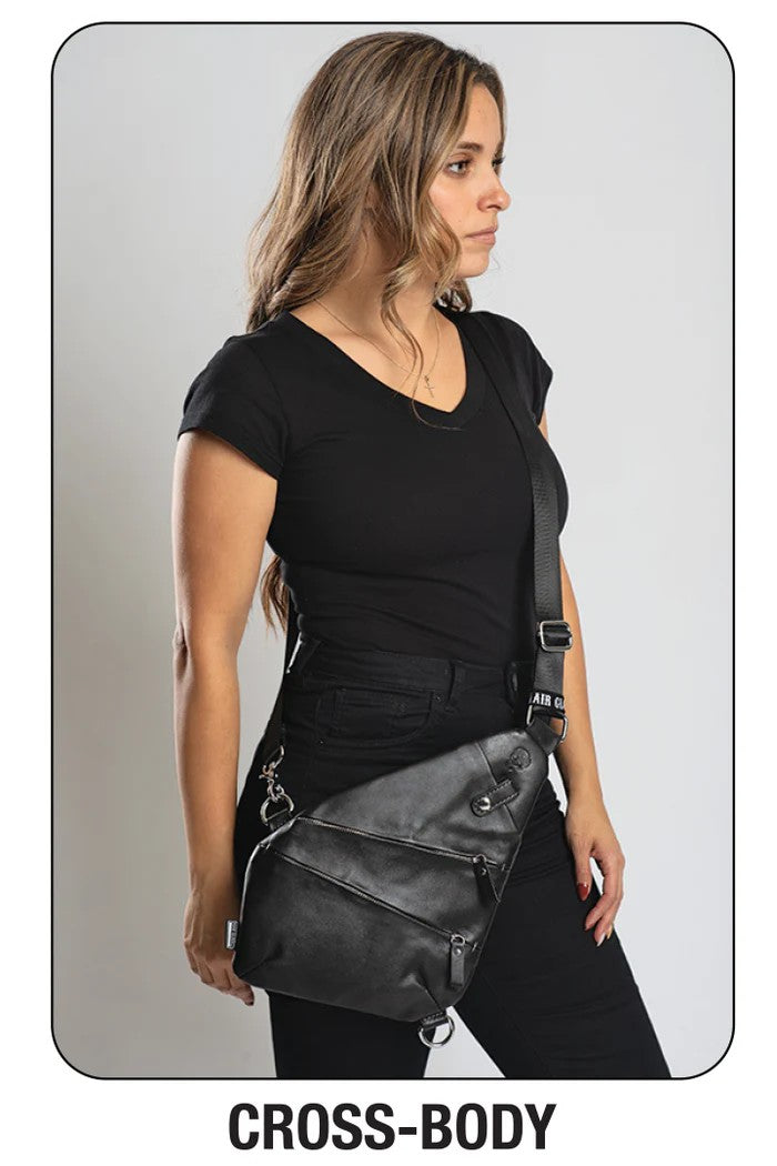Multi-Functional Leather Sling Bag