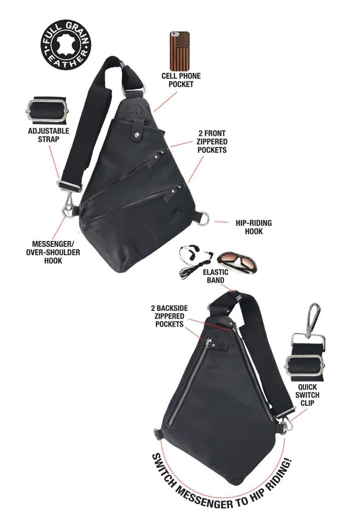 Multi-Functional Leather Sling Bag