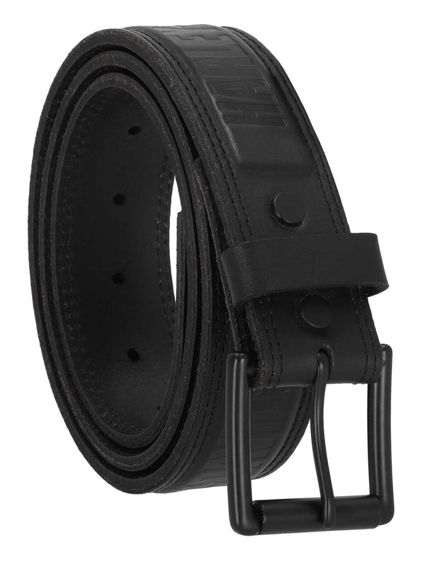 Raised H-D Repeat Logo Genuine Leather Belt, Black