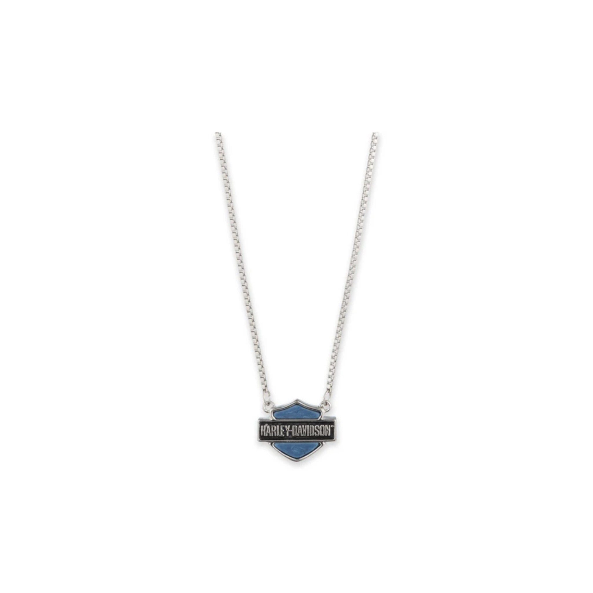 Women's 16 in. Bar & Shield Logo Stone Pendant Necklace, Blue Sodalite