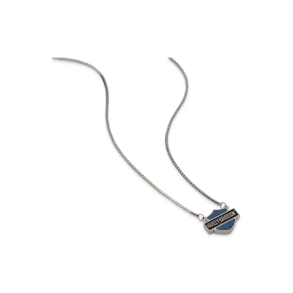 Women's 16 in. Bar & Shield Logo Stone Pendant Necklace, Blue Sodalite