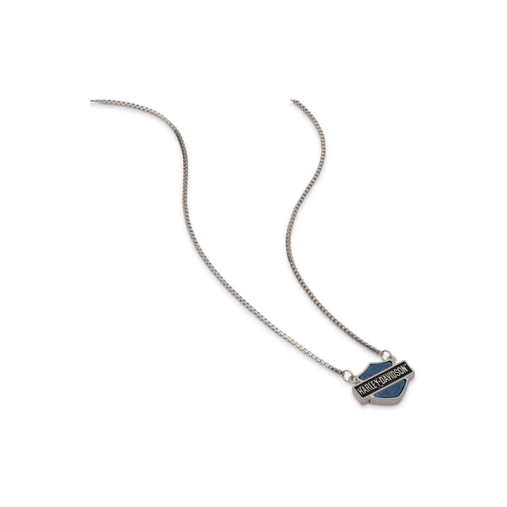 Women's 16 in. Bar & Shield Logo Stone Pendant Necklace, Blue Sodalite