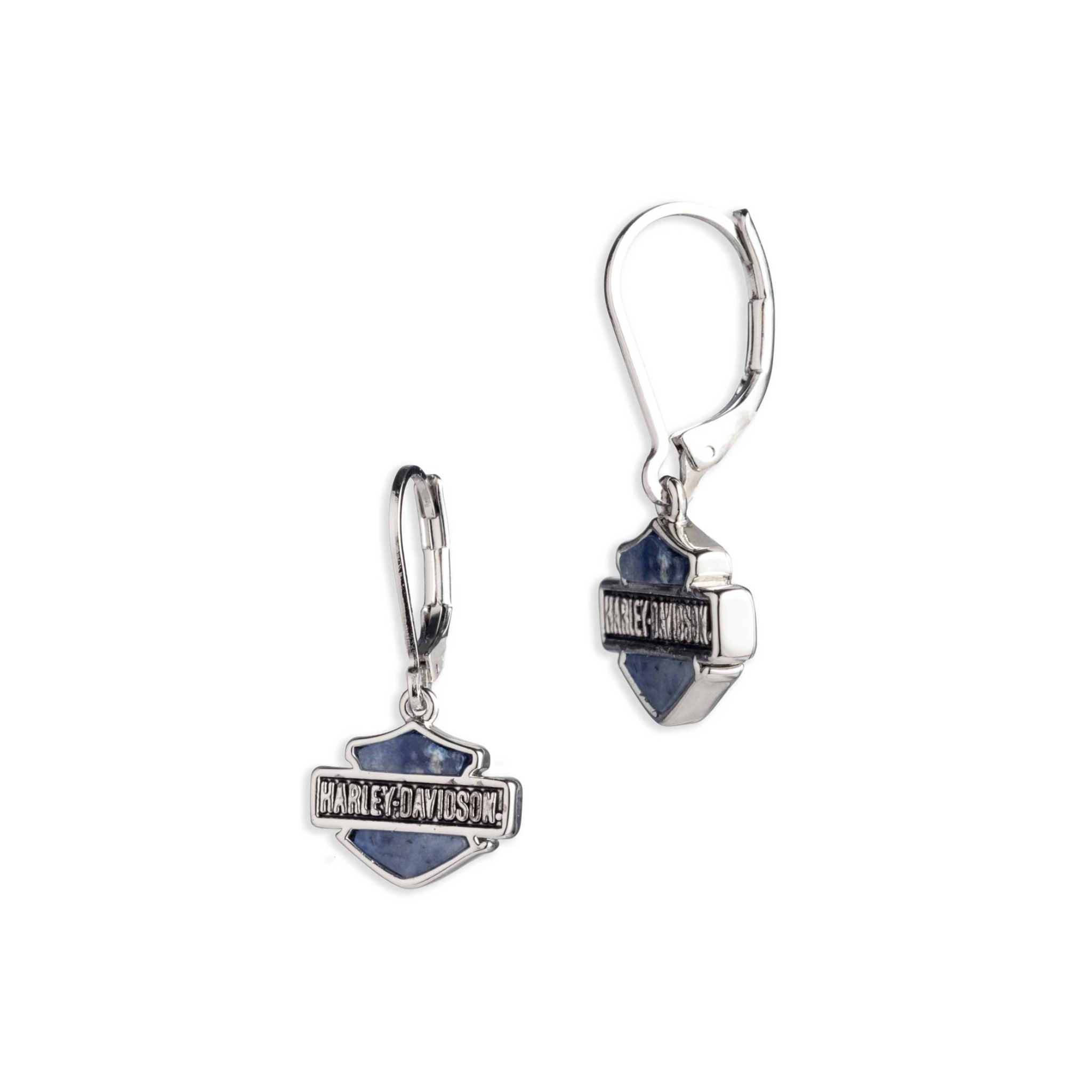 Women's Bar & Shield Stone Drop Earrings, Blue Sodalite