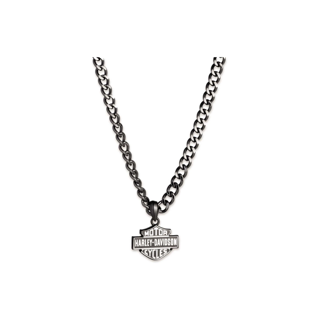Men's 24 in. Bar & Shield Stud Pendant Necklace, Stainless Steel