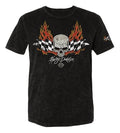 Checker Flame Black Mineral Wash T-Shirt