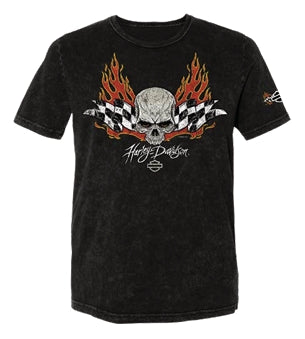 Checker Flame Black Mineral Wash T-Shirt