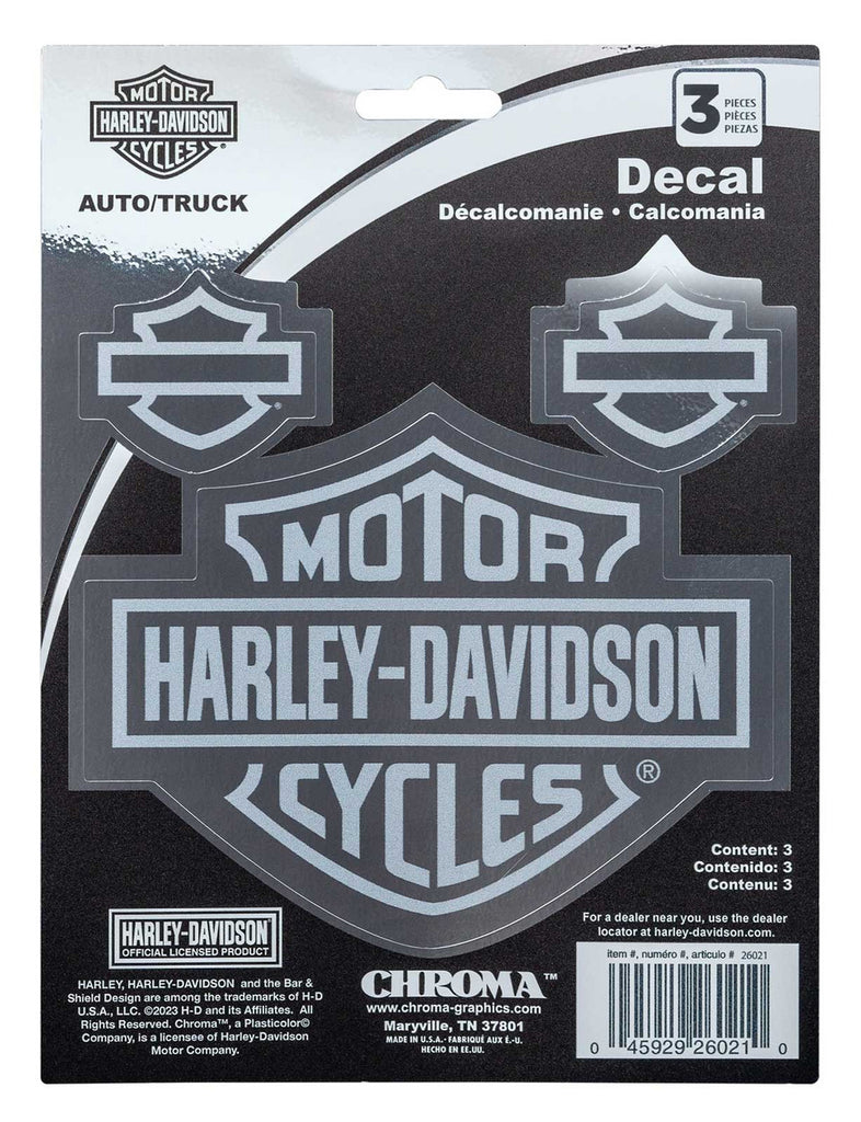 Bar & Shield Logo Chrome Effect Decals - Silver - 6 x 8 in.