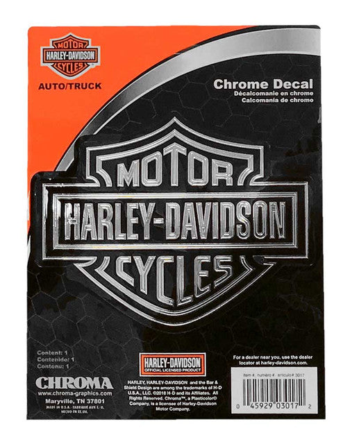 Embossed Bar & Shield Logo Chrome Decal - 5.5 x 4.5 in.