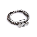 Women's Set of Two Crystal Charm Logos Stretch Beaded Bracelets