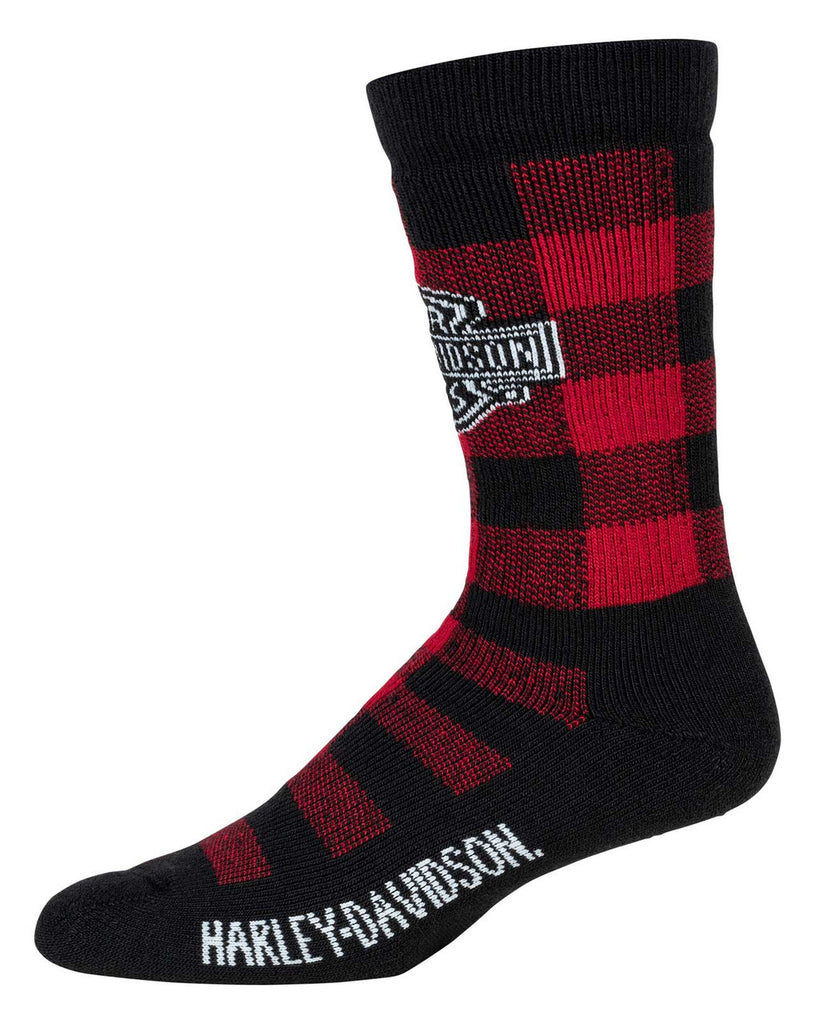 Men's Buffalo Plaid Logo Moisture Wicking Riding Socks – 1 Pair Pack