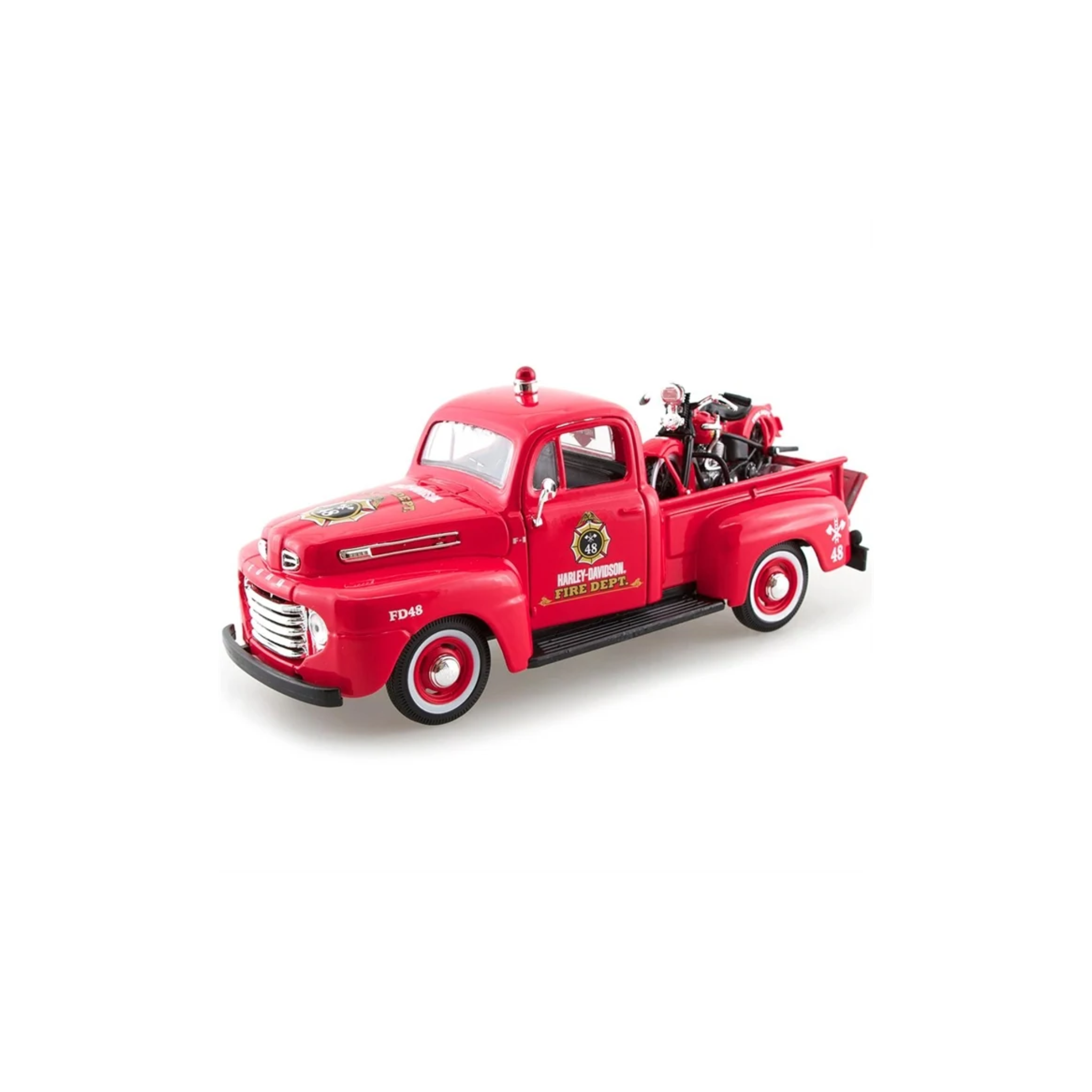 1:24 Scale 1948 Ford F-1 Pickup Truck and 1936 Harley-Davidson® EL Knucklehead Diecast Model