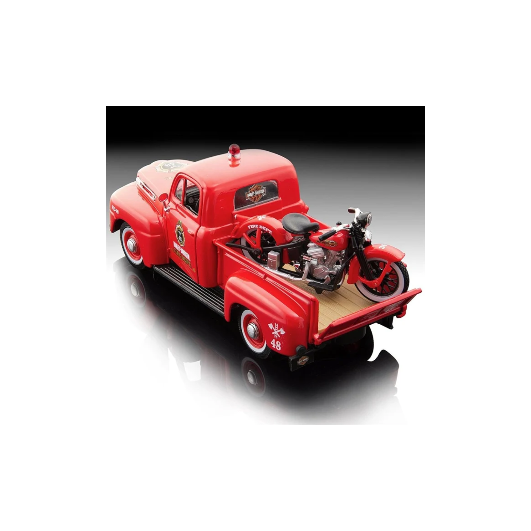 1:24 Scale 1948 Ford F-1 Pickup Truck and 1936 Harley-Davidson® EL Knucklehead Diecast Model