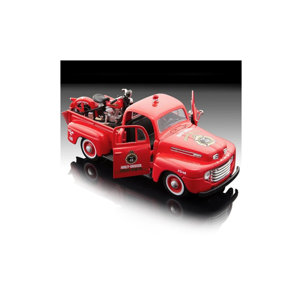 1:24 Scale 1948 Ford F-1 Pickup Truck and 1936 Harley-Davidson® EL Knucklehead Diecast Model