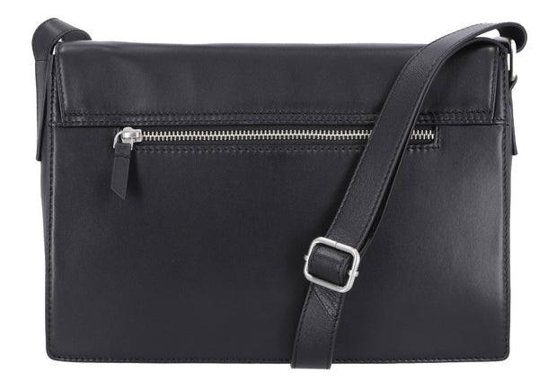 Women's Script Logo Flat Stud Flap Crossbody Bag, Black