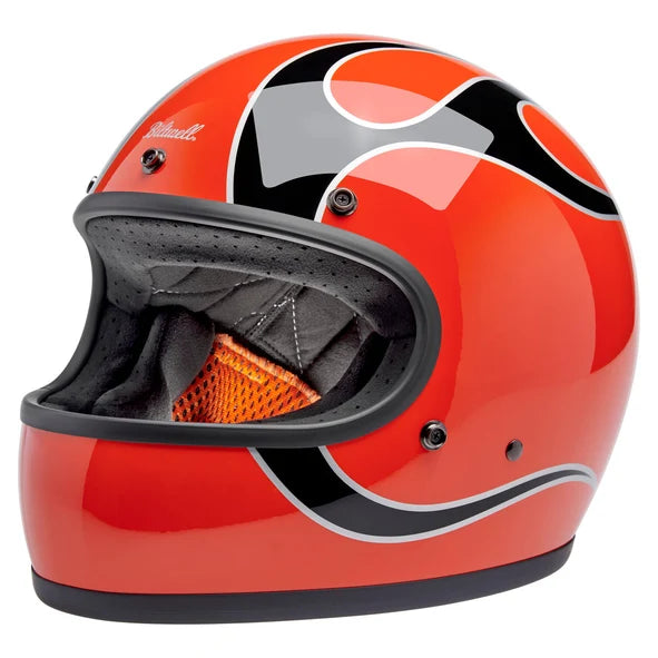 Biltwell Gringo Competition Orange Flames Helmet