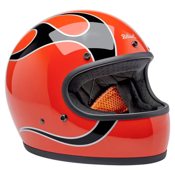 Biltwell Gringo Competition Orange Flames Helmet