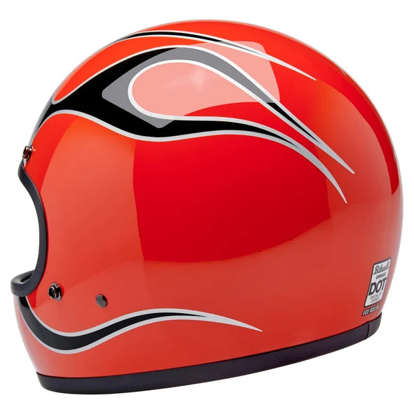 Biltwell Gringo Competition Orange Flames Helmet