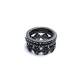Women's Set of 3 Bar & Shield Logo Stackable Rings- Hematite