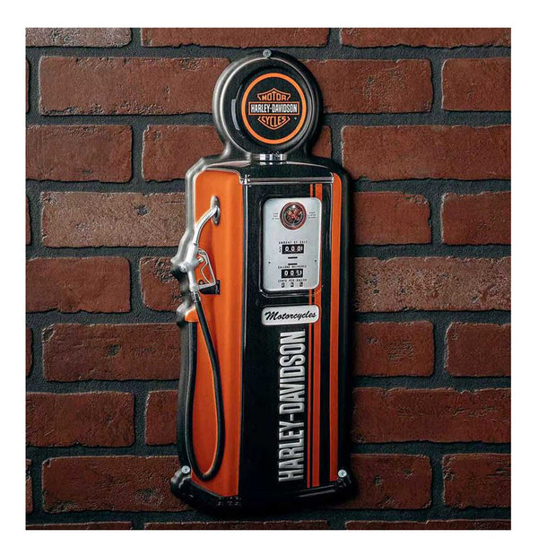 Embossed Gas Pump Metal Sign, Custom Shaped Orange & Black