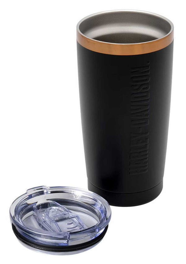 Harley-Davidson® Embossed H-D Travel Mug – Black Stainless Steel, 20 oz.