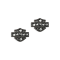 Women's Bar & Shield Sterling Silver Jet Hematite Stones w/Cubic Zirconias Stud Earrings