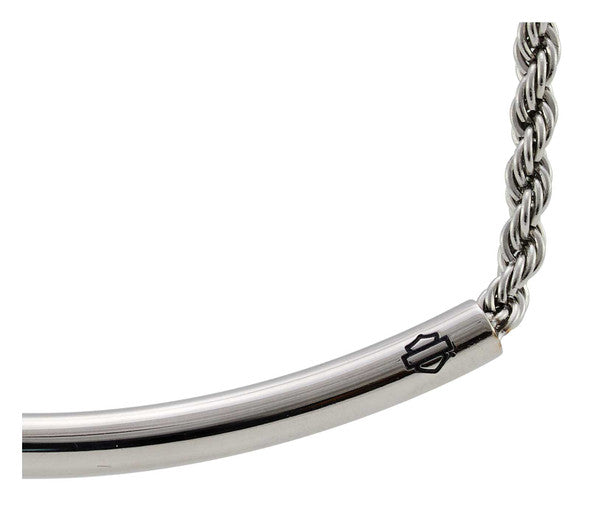 Women's B&S Bar Rope Chain Adjustable Necklace - Stainless Steel