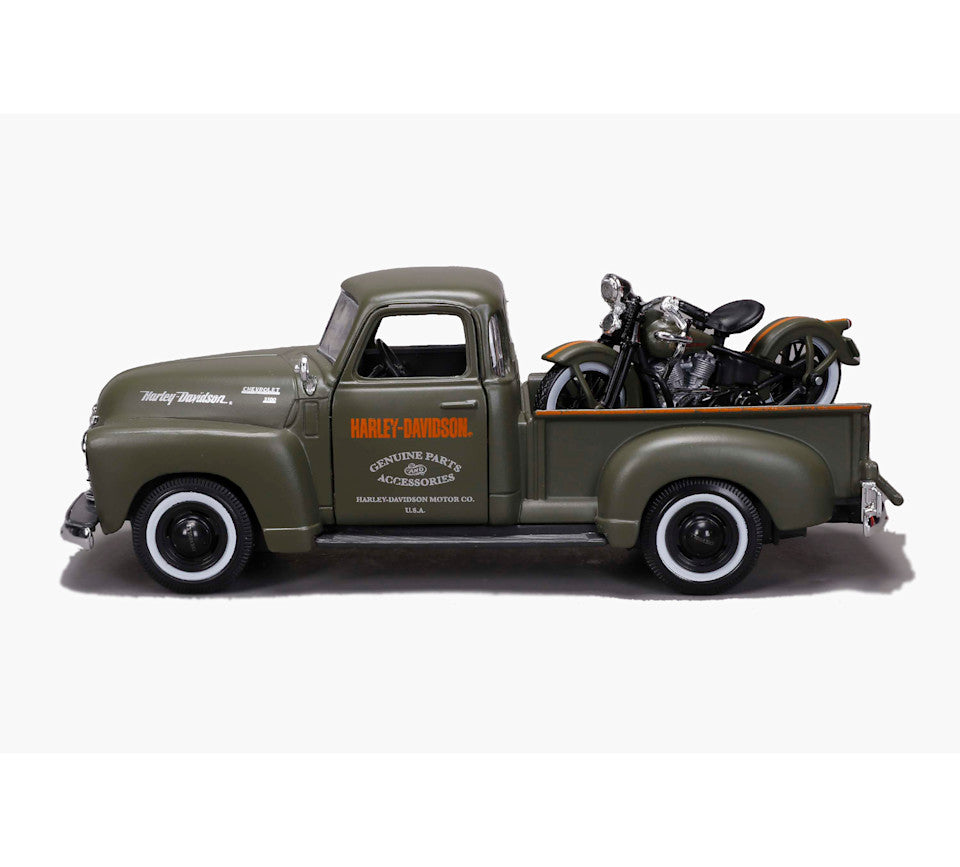 Maisto 1:24 H-D '36 EL Knucklehead + 1950 Chevrolet 3100 PU