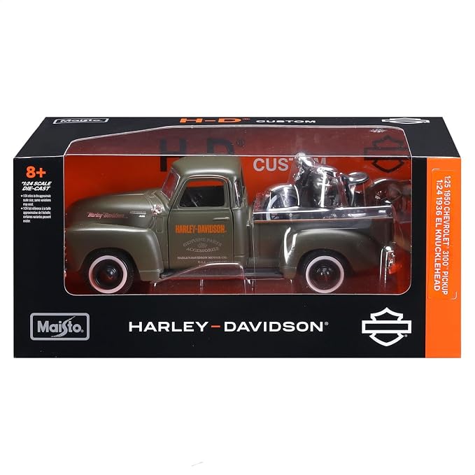 Maisto 1:24 H-D '36 EL Knucklehead + 1950 Chevrolet 3100 PU