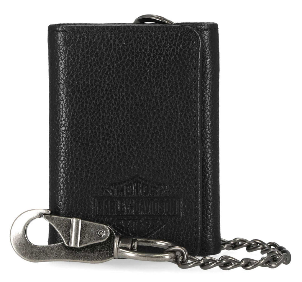 B&S Black Pebble Trifold W/Chain