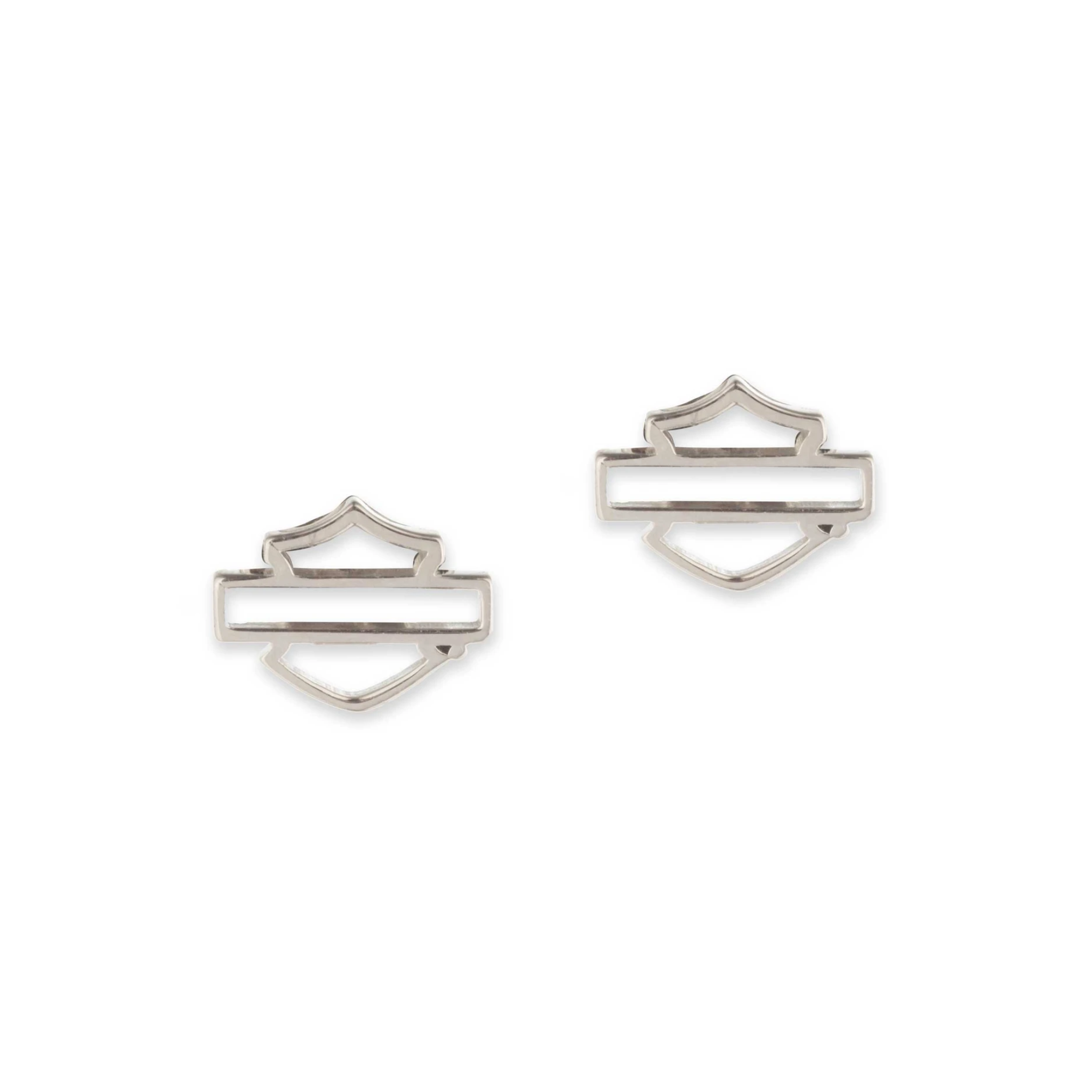 Women's Open Bar & Shield Logo Sterling Silver Stud Earrings