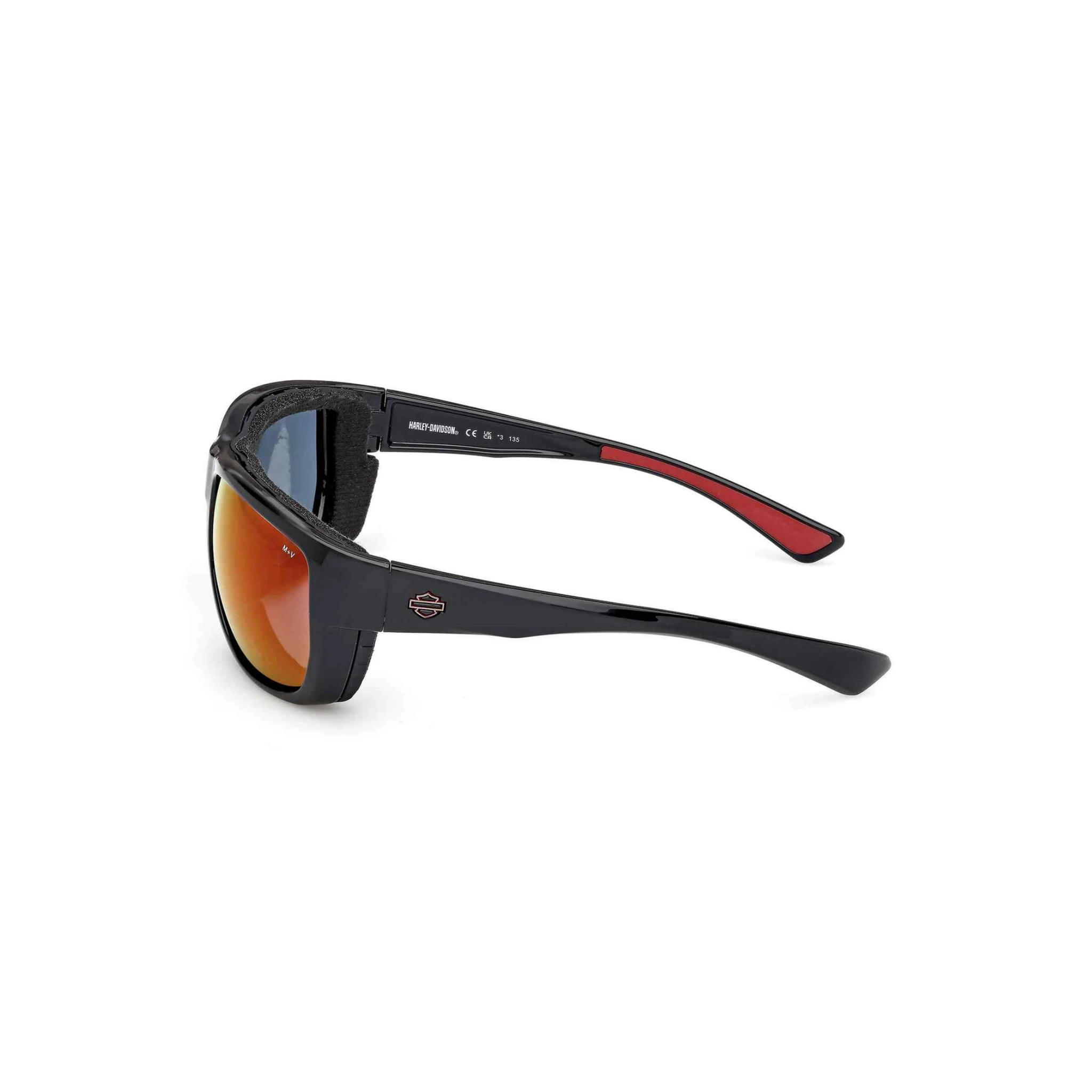 Metal Bound Colour Enhanced Red Mirror Sunglasses, Shiny Black Frames