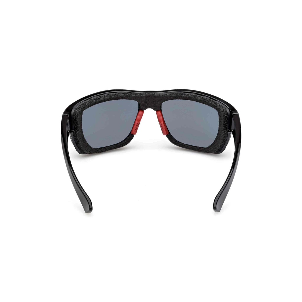 Metal Bound Colour Enhanced Red Mirror Sunglasses, Shiny Black Frames