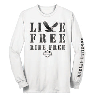 Live Free Ride Free White Long Sleece T