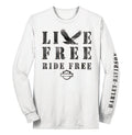 Live Free Ride Free White Long Sleece T