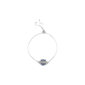 Women's Bar & Shield Sodalite Stone Adjustable Slider Bracelet, Silver