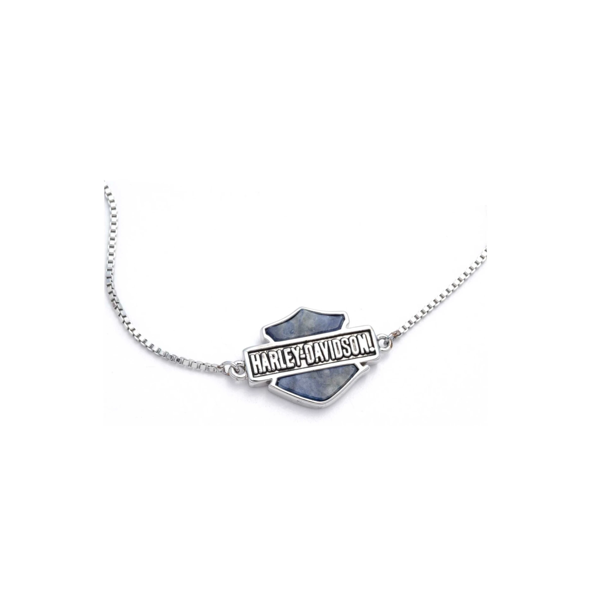 Women's Bar & Shield Sodalite Stone Adjustable Slider Bracelet, Silver