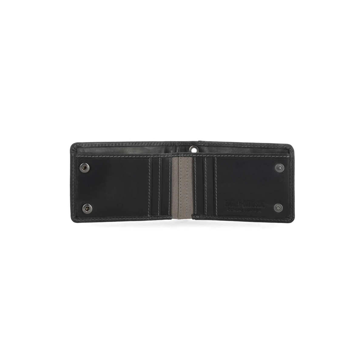 Men's Willie G Skull Stitch Front Pocket Leather Wallet, Black
